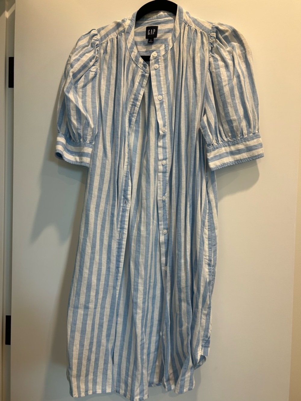 GAP Blue and White Striped Button-Front Midi Dress